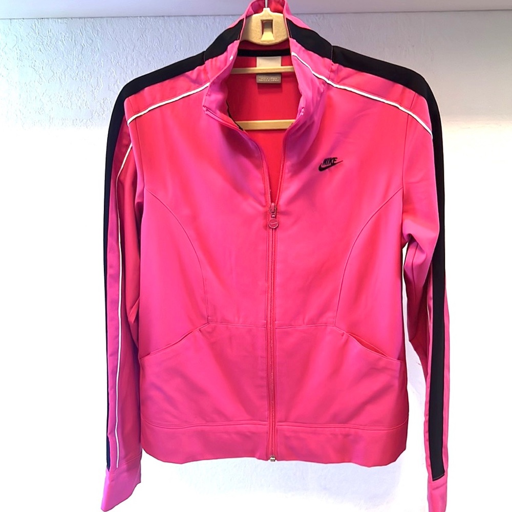Vintage NIKE Pink Track Jacket black White stripes Sz S